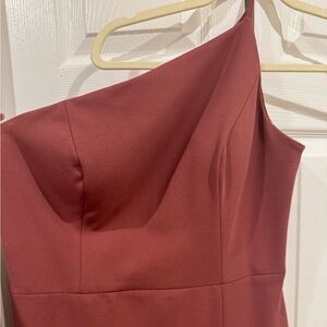 Jenny Yoo One-Shoulder Dress in Cinnamon Rose Crepe
